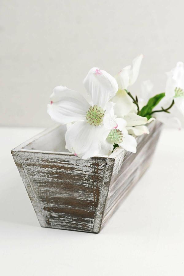 Boxes | Whitewashed Tapered 4X12 Wood Planter Box Boxes Boxes