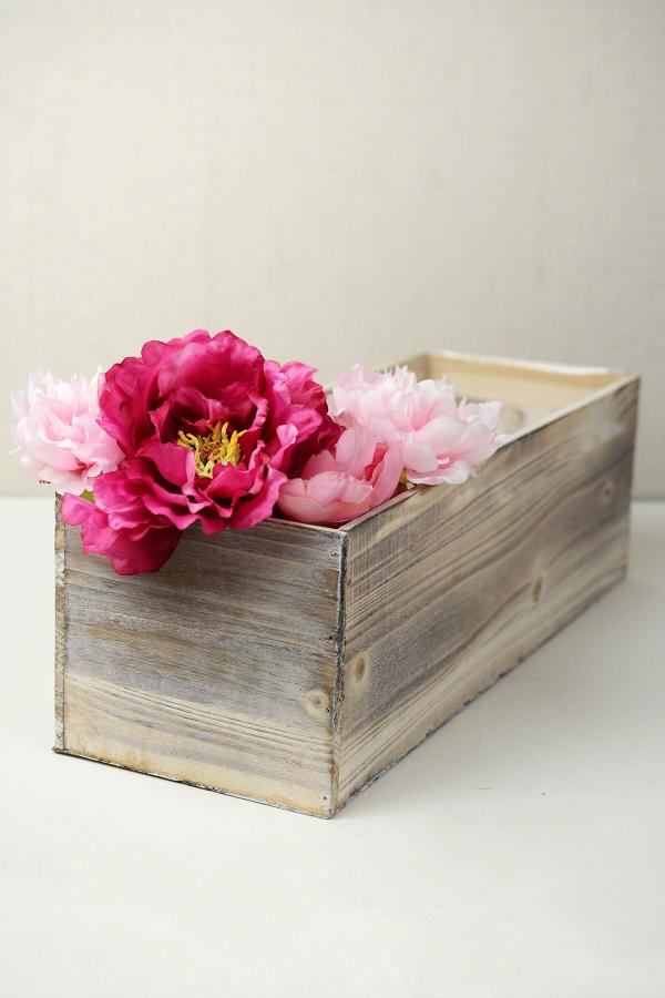 Boxes | Wood Planter Box 18"X6"X6" White Washed Wood Crafts Boxes