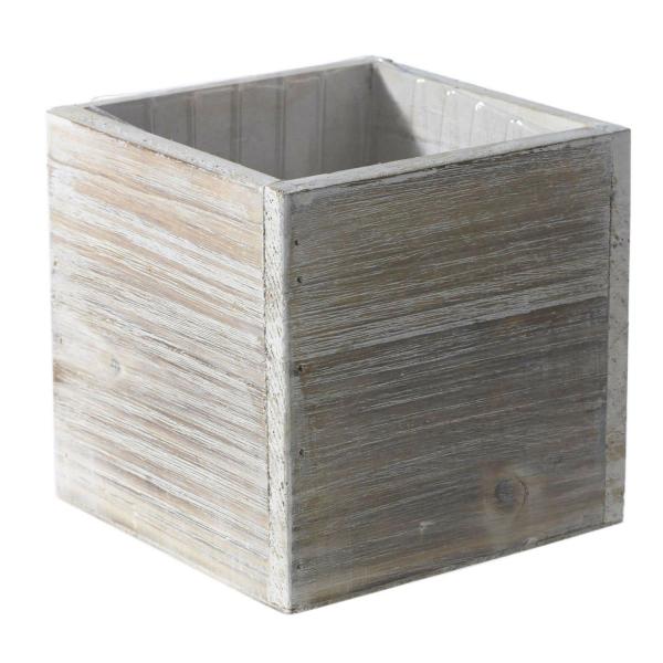 Boxes | Wood Planter Box 6"X6" Square White Washed Boxes Boxes