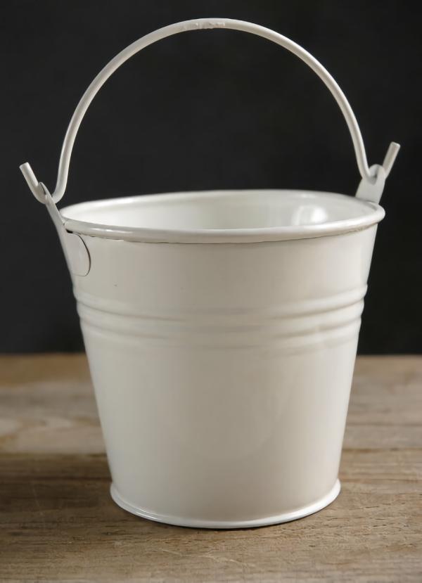 Buckets & Tubs | Tiny White Metal Bucket 3.5X4 With Handle Buckets & Tubs Buckets & Tubs