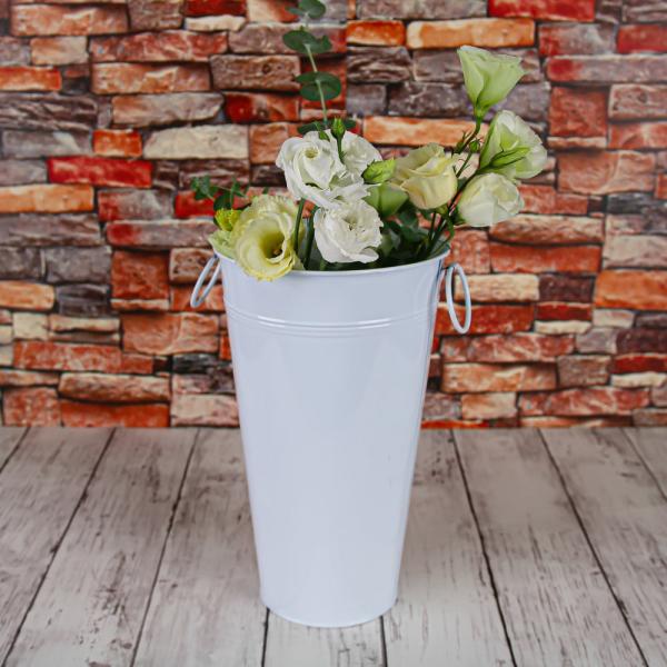 Buckets & Tubs | 11" White Flower Market Bucket With Handles Garden & Outdoor Buckets & Tubs