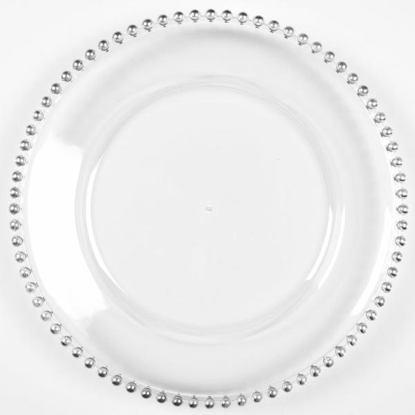 Charger Plates | 13" Silver Beaded Plastic Charger Plate Set Of 12 Charger Plates Charger Plates