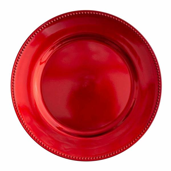 Charger Plates | Beaded Charger Plate 13" Red Set Of 24 Charger Plates Charger Plates