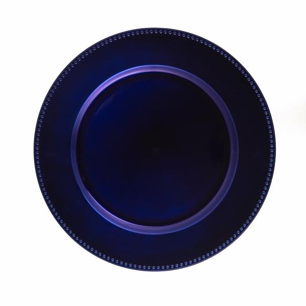 Charger Plates | Beaded Charger Plate 13" Royal Blue Set Of 12 Charger Plates Charger Plates