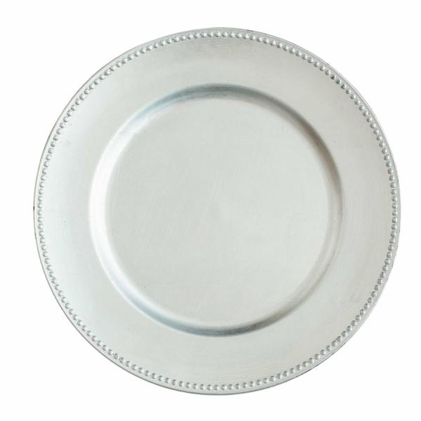 Charger Plates | Beaded Charger Plate 13" Silver Set Of 48 Charger Plates Charger Plates