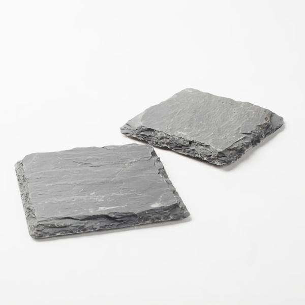 Coasters & Pillar Plates | Square Natural Slate Coaster 4" Set Of 12 Candle Holders Coasters & Pillar Plates