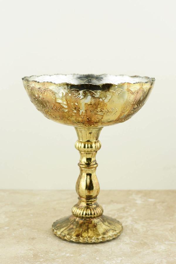 Compote | Desiray Glass Compote 9.5" Gold Compote Compote