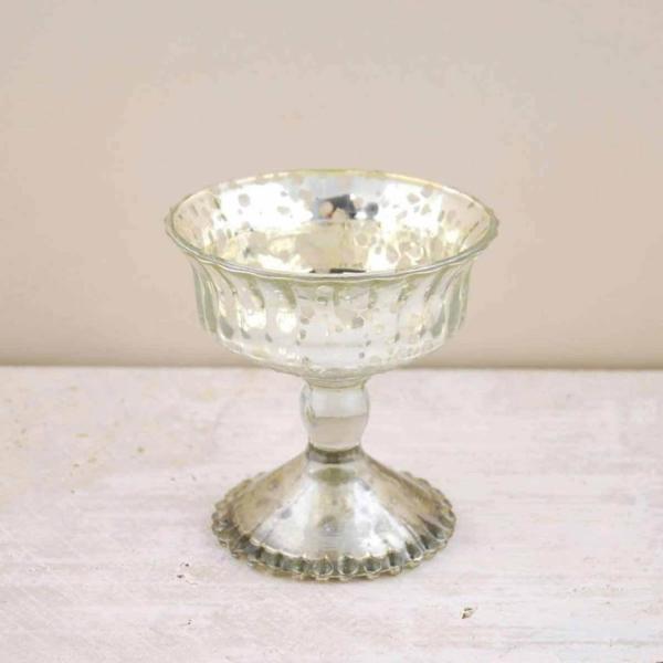 Compote | Silver Mercury Glass Compote 4.75" Compote Compote