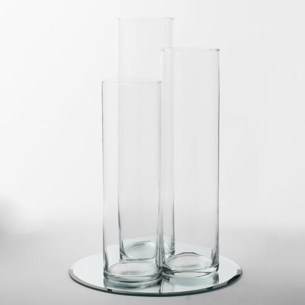 Cylinder Vases | 12" Mirror And Tall Cylinder Vase Centerpiece Set Of 4 Cylinder Vases Cylinder Vases