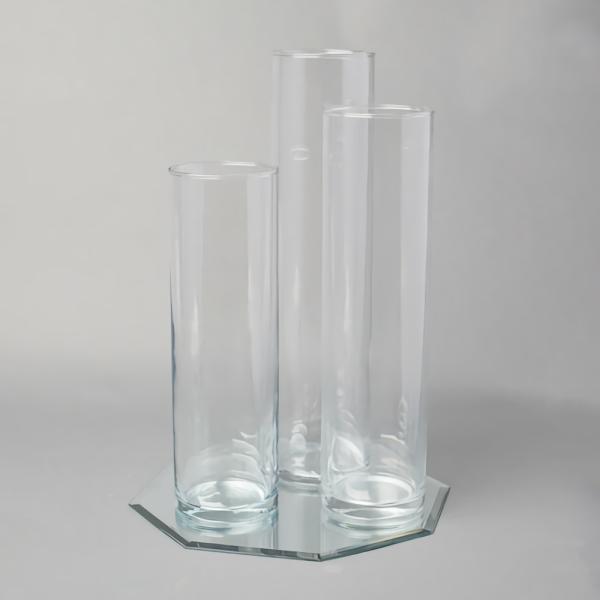 Cylinder Vases | 12" Mirror And Tall Cylinder Vase Centerpiece Set Of 48 Cylinder Vases Cylinder Vases