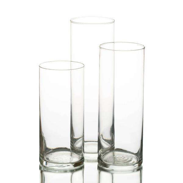 Cylinder Vases | Cylinder Vases 7.5" , 9" & 10.5" Set Of 3 Cylinder Vases