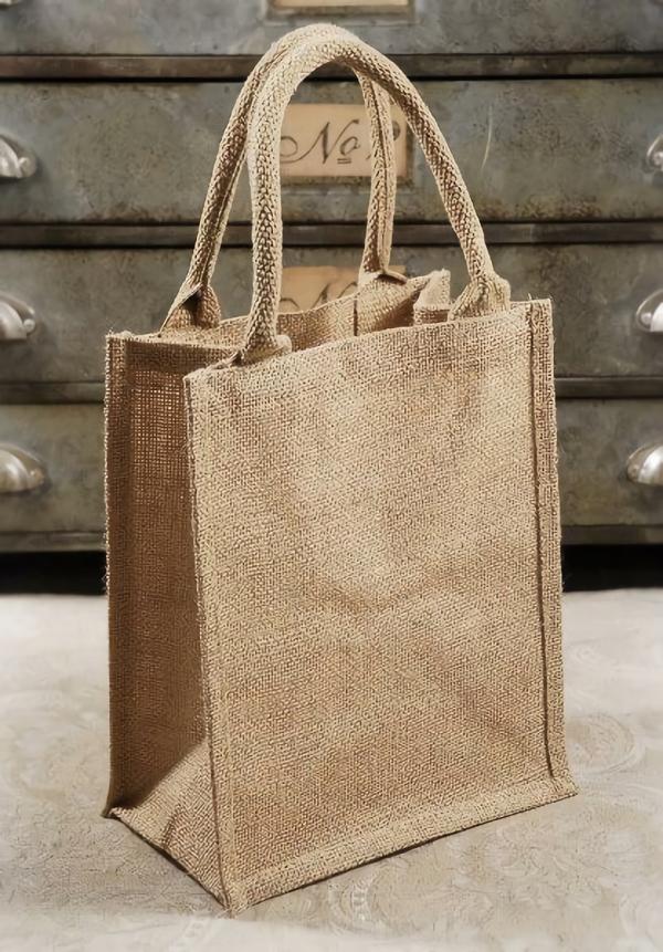 Fabric & Ribbon | Burlap Gift Tote Bags 11X9 (Pack Of 6) Burlap Burlap