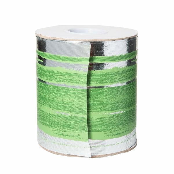 Fabric & Ribbon | Variegated Aspidistra Leaf 4" Ribbon Green & Silver 50 Yards Crafts Fabric & Ribbon