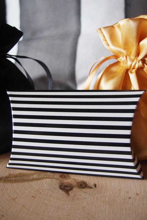 Favors | Black And White Stripe Pillow Favor Boxes 3X4.5 (Pack Of 12) Crafts Favors