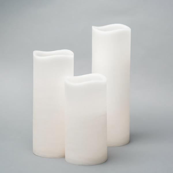 Flameless Candles | 4" Large Led Pillar Candle With Wavy Top (3 Sizes) – Set Of 18 Candles Flameless Candles