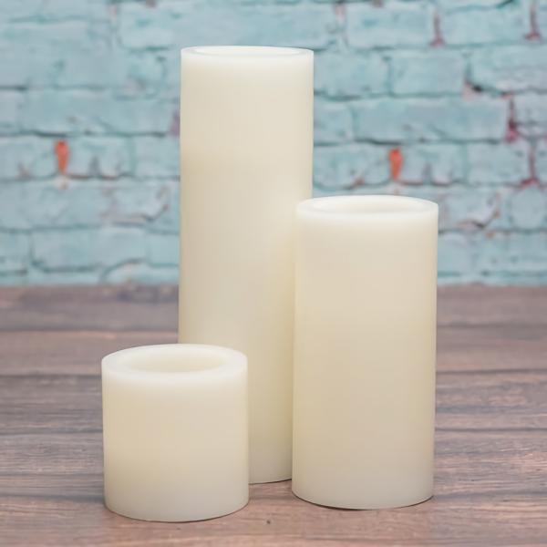 Flameless Candles | Flameless Led Pillar Candles 3"X3", 3"X6" & 3"X9" Ivory Set Of 18 Candles Flameless Candles