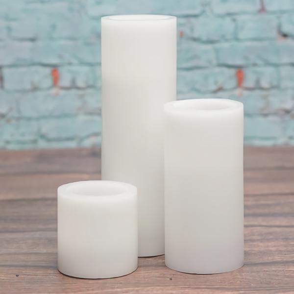 Flameless Candles | Flameless Led Pillar Candles 3"X3", 3"X6" & 3"X9" White Set Of 18 Candles Flameless Candles