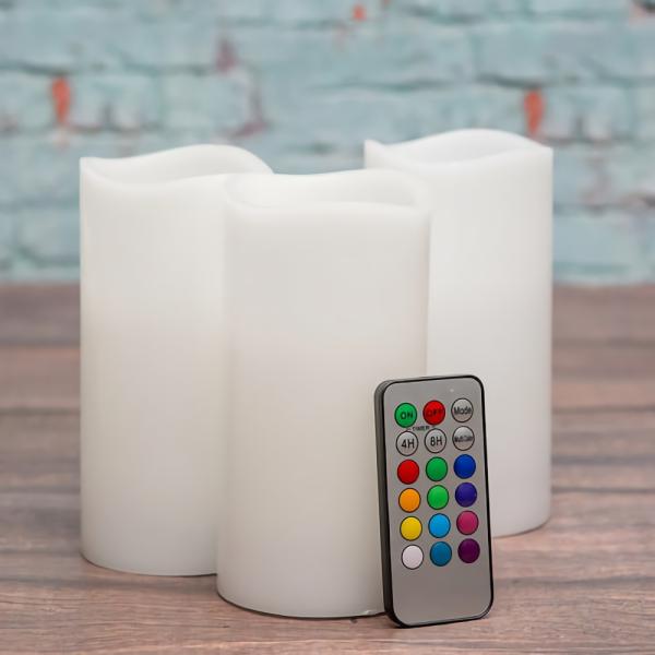 Flameless Candles | Flameless Led Remote Control Wavy Top Pillar Candle White 3"X6" Set Of 24 Candles Flameless Candles