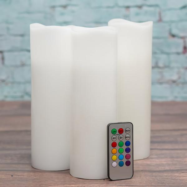 Flameless Candles | Flameless Led Remote Control Wavy Top Pillar Candle White 3"X9" Set Of 24 Candles Flameless Candles