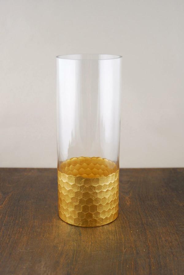 Floating Candle Holders | Gold Honeycomb Cylinder Vase 4"X10" Candle Holders Floating Candle Holders