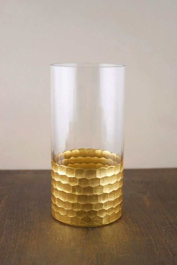 Floating Candle Holders | Gold Honeycomb Cylinder Vase 4"X8" Candle Holders Floating Candle Holders