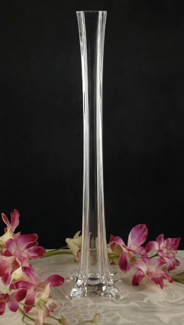 Flower Vases | Clear Glass Eiffel Tower Vase 16" Cylinder Vases Cylinder Vases