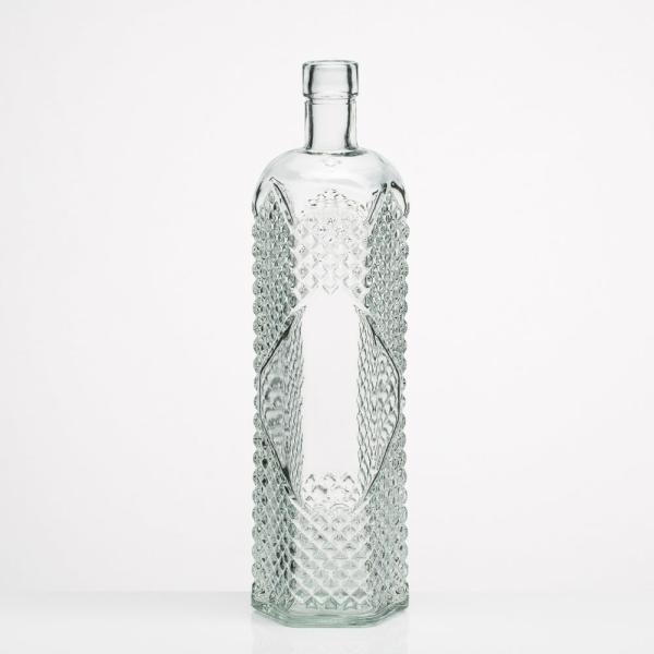 Flower Vases | Hexagonal Glass Textured Bottle Flower Vases Flower Vases