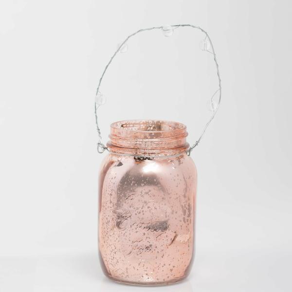 Flower Vases | Small Mercury Hanging Mason Jar With Clear Bead Handle – Rose Gold Set Of 36 Flower Vases Flower Vases