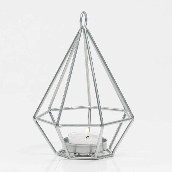 Hanging Candle Holders | Geometric Metal Tealight Candle Holders – Silver Set Of 2 Candle Holders Hanging Candle Holders