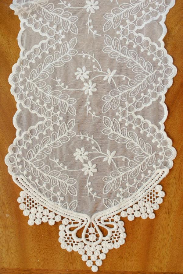 Lace | Embroidered Lace Table Runner & Chair Sash Ivory 12" X 74" Crafts Lace