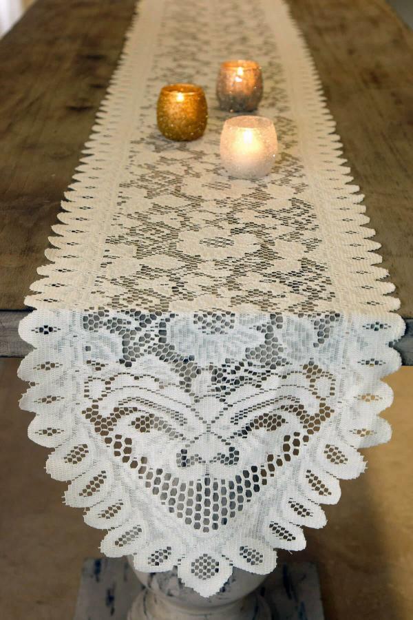 Lace | Floral Lace Table Runner Ivory 13" X 96" Crafts Lace