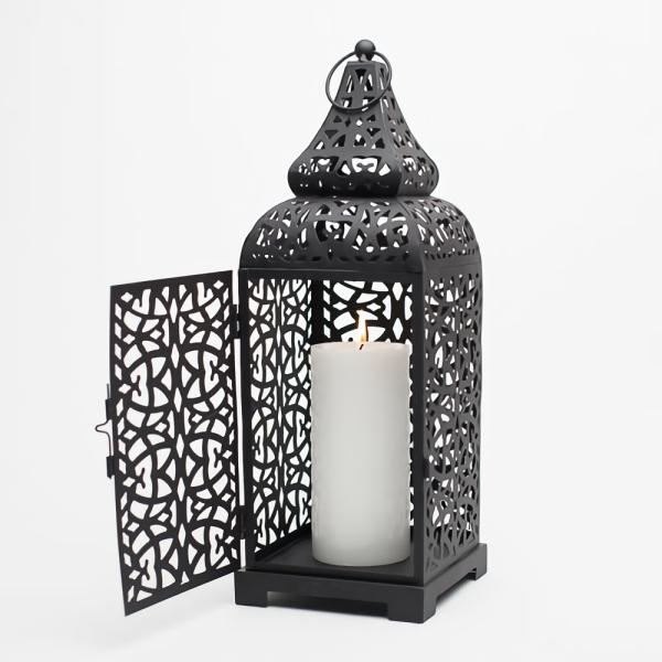 Lanterns | Black Moroccan Temple Metal Lantern Garden & Outdoor Lanterns