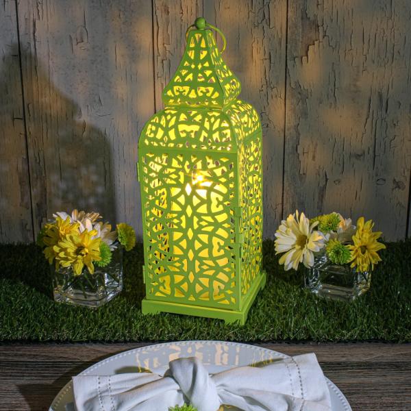 Lanterns | Lime Moroccan Temple Metal Lantern Garden & Outdoor Lanterns