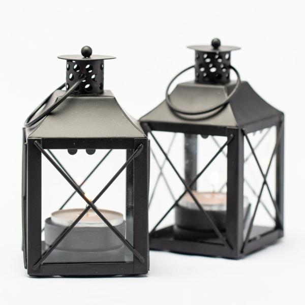 Lanterns | Mini Tealight Lanterns Black Metal Set Of 25 Garden & Outdoor Lanterns