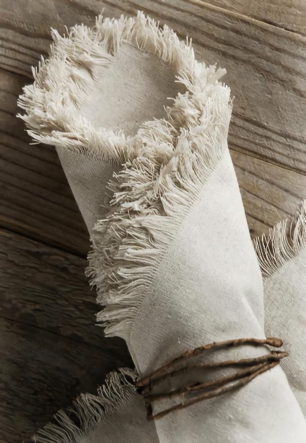 Linens | 12 Linen Napkins With Fringe Edge 16In Home & Indoor Linens