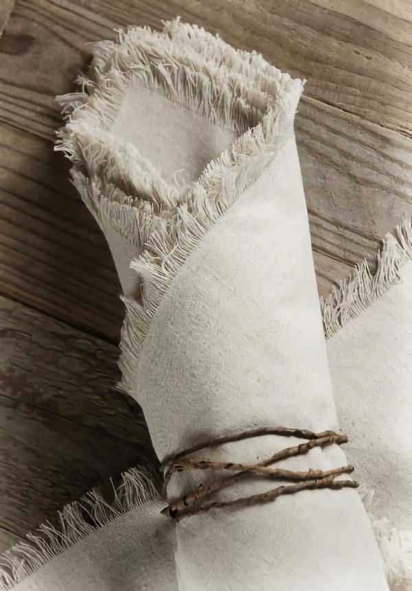 Linens | 12 Linen Napkins With Fringe Edge 20In Home & Indoor Linens