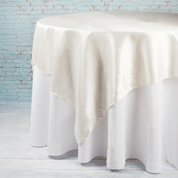 Linens | 72"X72" Ivory Satin Table Overlay Set Of 10 Home & Indoor Linens