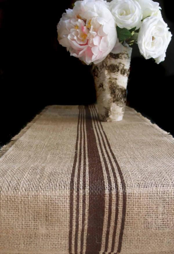 Linens | Brown Striped Burlap Table Runner 12.5In X 9Ft Home & Indoor Linens