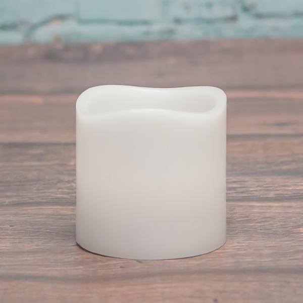 Luminary Candles | Flameless Led Wavy Top Pillar Candle White 3"X3" Candles Flameless Candles