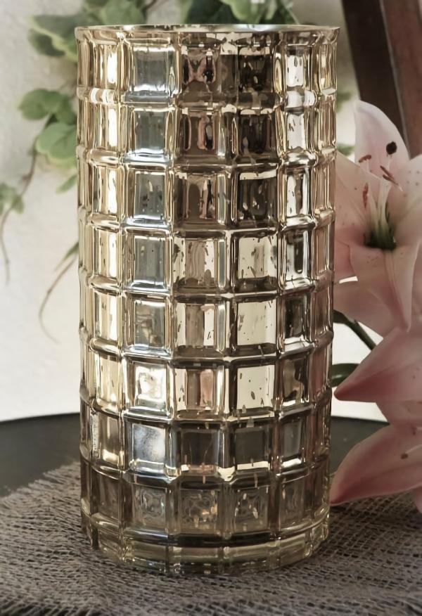 Mercury Candle Holders | Gold Mercury Mosaic Cylinder 10" – Vase & Candle Holder Candle Holders Mercury Candle Holders