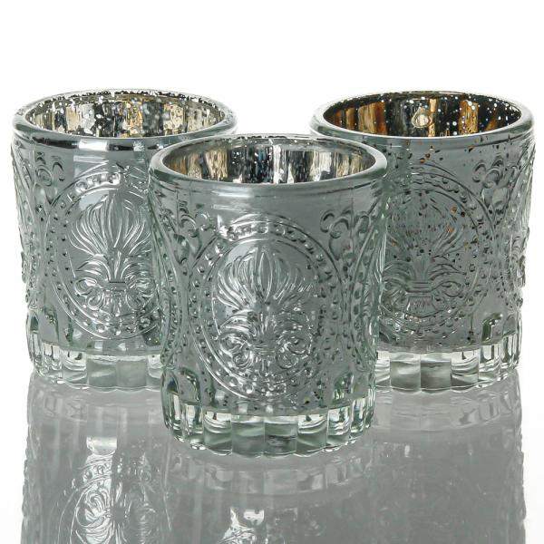 Mercury Candle Holders | Mercury Votive Holders Primrose Silver Set Of 48 Candle Holders Mercury Candle Holders