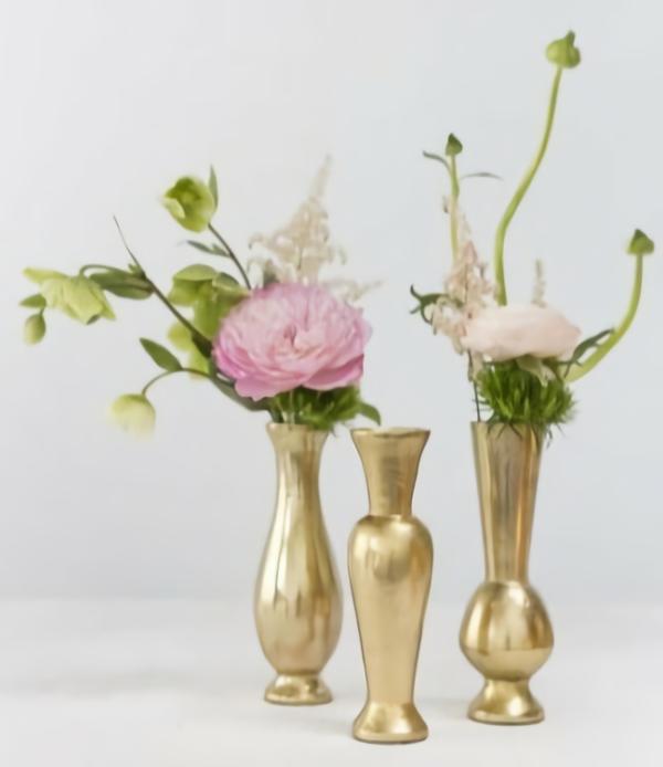 Metal Vases | Henna Budvase 2" X 6" Collection (3 Vases) Flower Vases Flower Vases