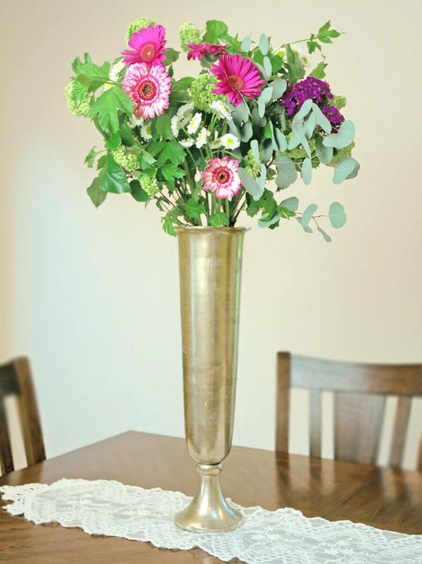 Metal Vases | Tall Metal Trumpet Vase Gold 23" Flower Vases Flower Vases