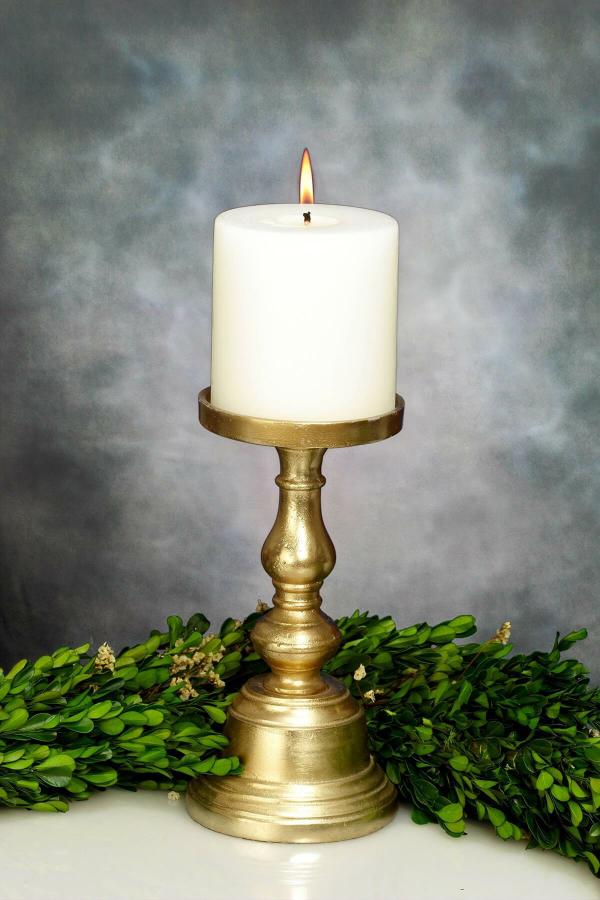 Pillar Candle Holders | Athena Metal Candle Stand Gold 9.5" Candle Holders Pillar Candle Holders