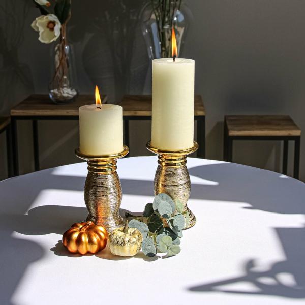 Pillar Candle Holders | Elegant Pillar Candle Holder 6" Gold Ceramic Set Of 4 Candle Holders Pillar Candle Holders