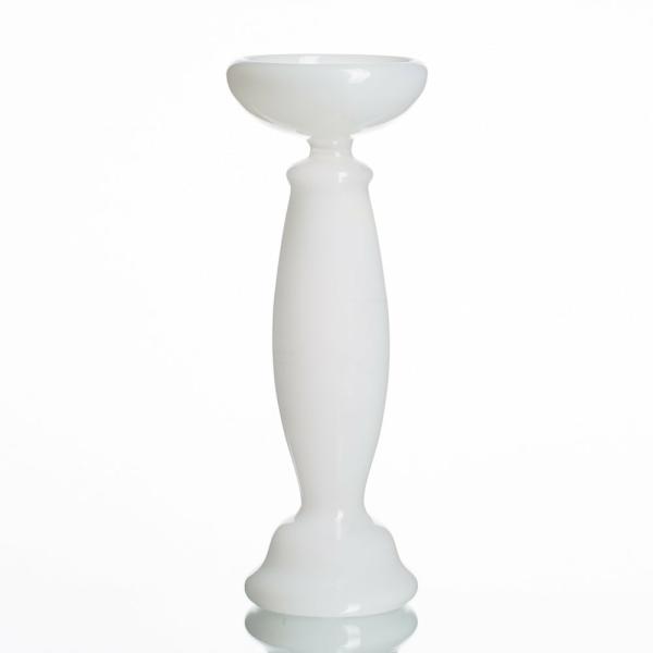 Pillar Candle Holders | White Glass Pillar Candle Holder 11.5" Candle Holders Pillar Candle Holders