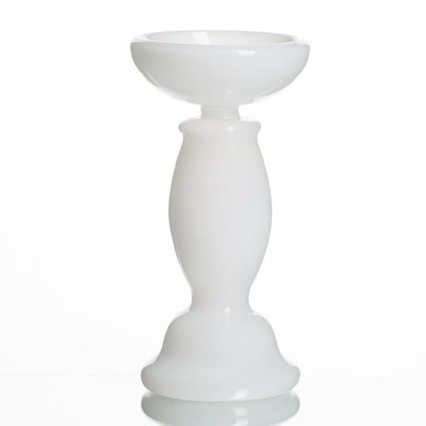 Pillar Candle Holders | White Glass Pillar Candle Holder 8.5" Candle Holders Pillar Candle Holders