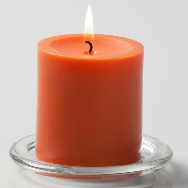 Pillar Candles | Pillar Candle 3"X3" Orange Candles Pillar Candles