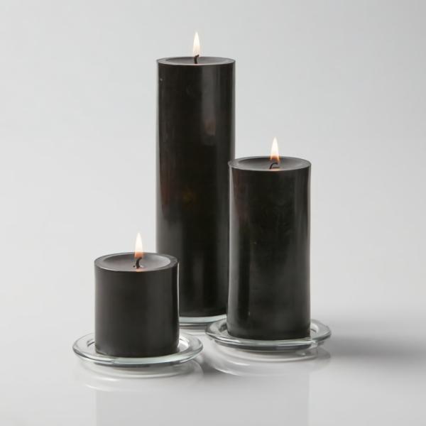 Pillar Candles | Pillar Candles 3"X3", 3"X6" & 3"X9" Black Set Of 18 Candles Pillar Candles