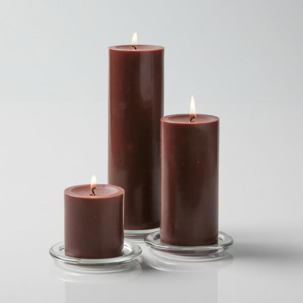 Pillar Candles | Pillar Candles 3"X3", 3"X6" & 3"X9" Brown Set Of 12 Candles Pillar Candles